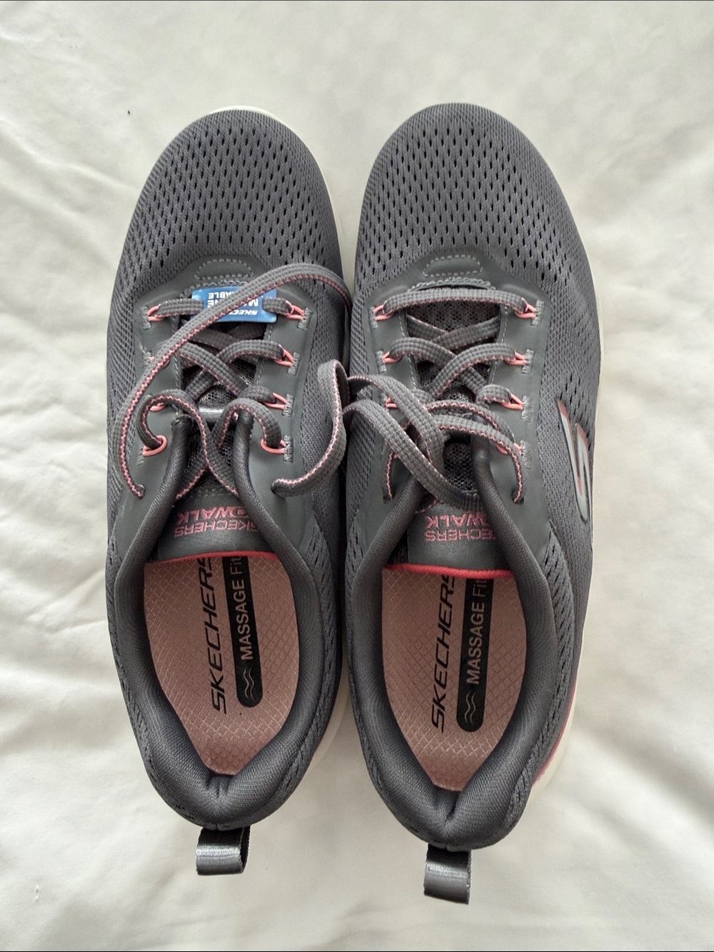 Skechers Kids Gray Sneakers with Pink Accents